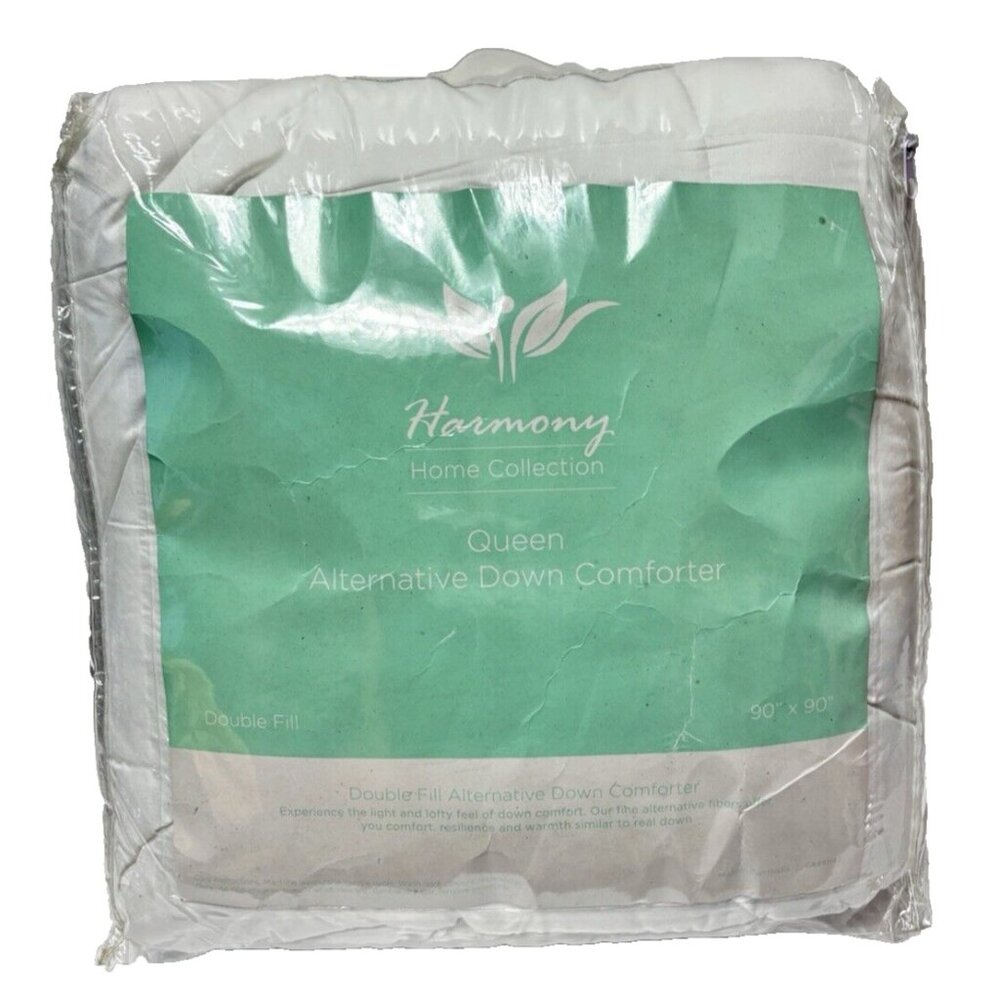Queen Alternative Down Comforter 90" x 90" White Double Fill -New